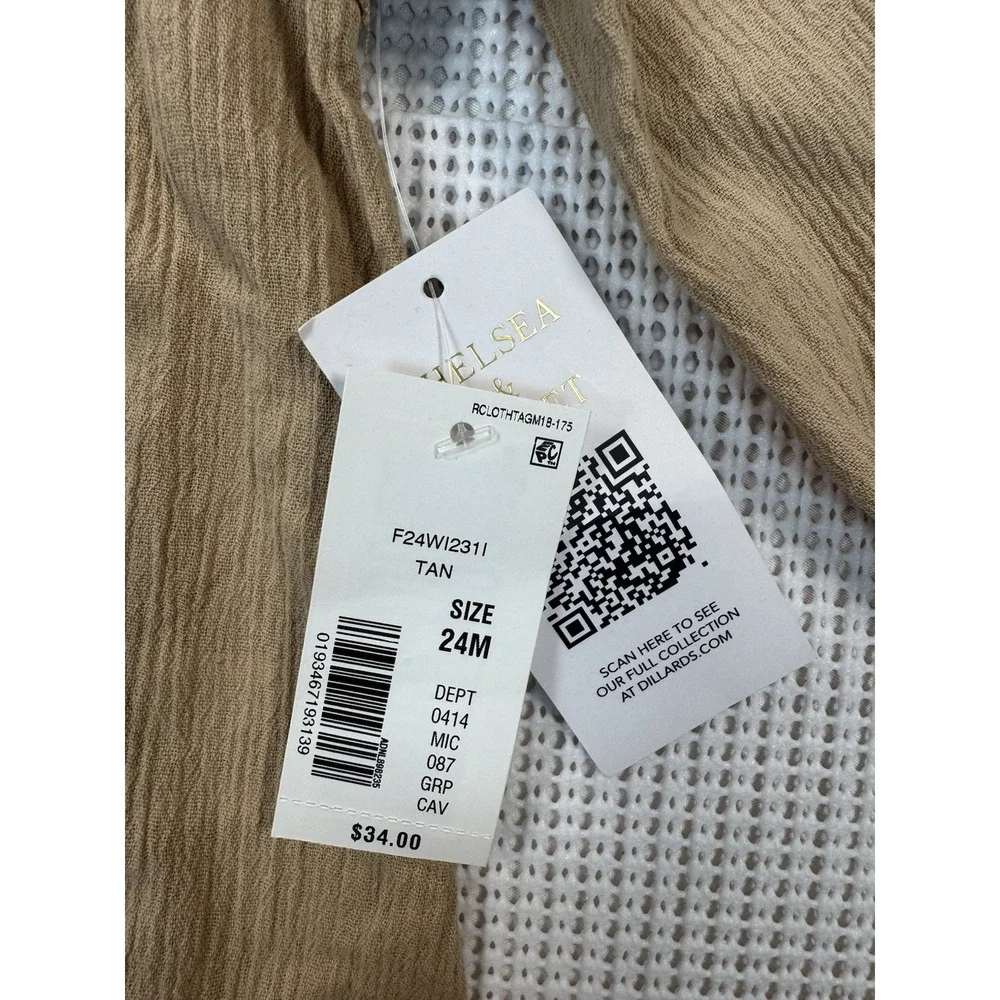 Chelsea & Violet Baby Tan Top 24M Long Sleeve Button Shirt F24WI231I NWT